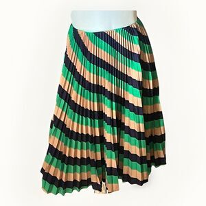 Maeve Valerie Pleat Skirt Size 2 Green Tan Blue